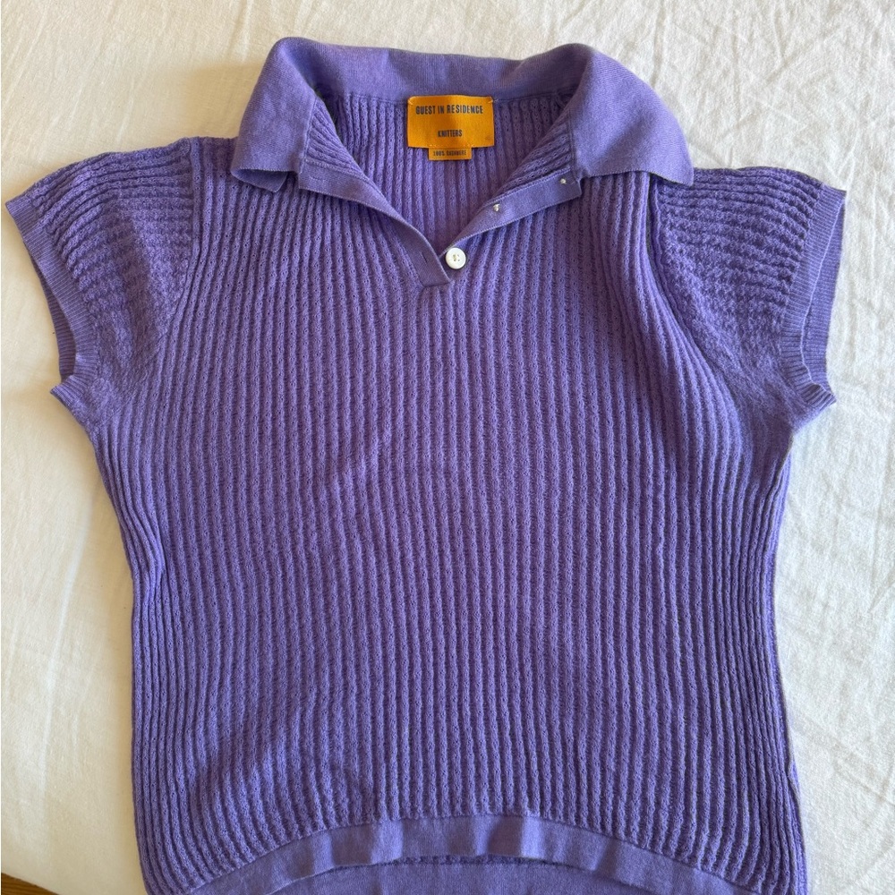 Purple Short Sleeve Polo Top